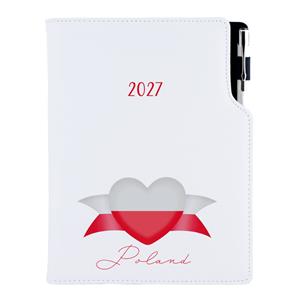Kalendarz książkowy DESIGN tygodniowy B6 2027 - biały - Polska - flaga