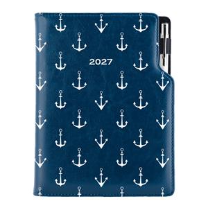 Kalendarz książkowy DESIGN tygodniowy B6 2027 - niebieski - marynarz - kotwice