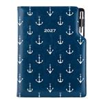 Kalendarz książkowy DESIGN tygodniowy B6 2027 - niebieski - marynarz - kotwice