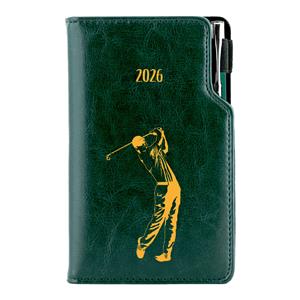 Kalendarz książkowy DESIGN tygodniowy kieszonkowy 2026 polski - zielony - Golf mężczyźni