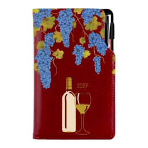 Kalendarz książkowy DESIGN tygodniowy kieszonkowy 2027 czeski - bordo - Wino