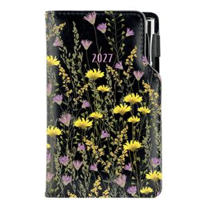 Kalendarz książkowy DESIGN tygodniowy kieszonkowy 2027 czeski- czarny - łąka