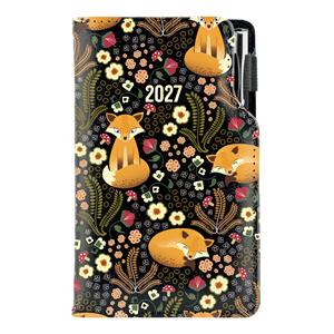 Kalendarz książkowy DESIGN tygodniowy kieszonkowy 2027 czeski- czarny - Lis