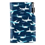 Kalendarz książkowy DESIGN tygodniowy kieszonkowy 2027 czeski - granatowy - Samoloty