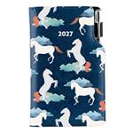 Kalendarz książkowy DESIGN tygodniowy kieszonkowy 2027 czeski - niebieski - koń
