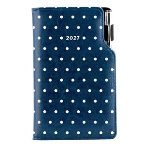 Kalendarz książkowy DESIGN tygodniowy kieszonkowy 2027 czeski -niebieski - kropki