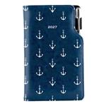 Kalendarz książkowy DESIGN tygodniowy kieszonkowy 2027 czeski - niebieski - marynarz - kotwice