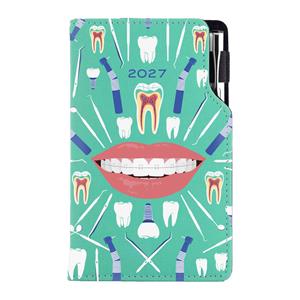 Kalendarz książkowy DESIGN tygodniowy kieszonkowy 2027 polski - miętowy - Dentysta