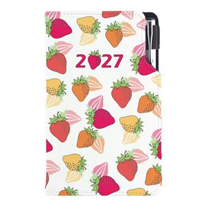 Kalendarz książkowy DESIGN tygodniowy kieszonkowy 2027 polski - Truskawka
