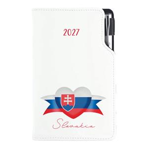 Kalendarz książkowy DESIGN tygodniowy kieszonkowy 2027 słowacki - biały - Słowacja - flaga