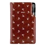 Kalendarz książkowy DESIGN tygodniowy kieszonkowy 2027 słowacki - brązowy - biały kwiat