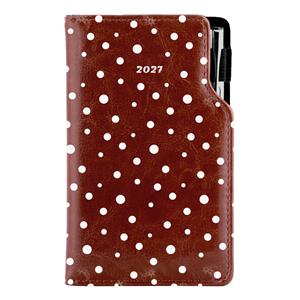 Kalendarz książkowy DESIGN tygodniowy kieszonkowy 2027 słowacki - brązowy - kropki