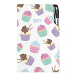 Kalendarz książkowy DESIGN tygodniowy kieszonkowy 2027 słowacki - Cupcake