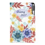 Kalendarz książkowy DESIGN tygodniowy kieszonkowy 2027 słowacki - Jesienne kwiaty