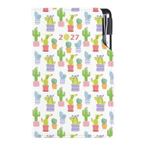 Kalendarz książkowy DESIGN tygodniowy kieszonkowy 2027 słowacki - Kaktus