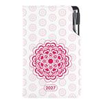 Kalendarz książkowy DESIGN tygodniowy kieszonkowy 2027 słowacki - Mandala czerwona