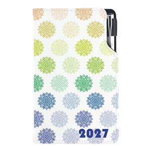 Kalendarz książkowy DESIGN tygodniowy kieszonkowy 2027 słowacki - Mandala kolorowy