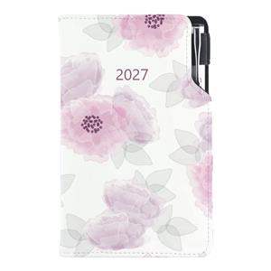 Kalendarz książkowy DESIGN tygodniowy kieszonkowy 2027 słowacki - Piwonia