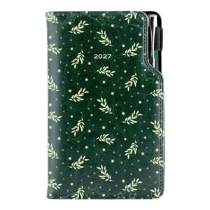 Kalendarz książkowy DESIGN tygodniowy kieszonkowy 2027 słowacki - zielony - gałązki