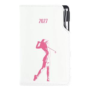 Kalendarz książkowy DESIGN tygodniowy kieszonkowy 2027 slowacki - biały - Golf kobiety