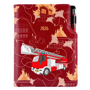 Kalendarz książkowy DESIGN tygodniowy z notesem A5 2026 - bordo - Straż