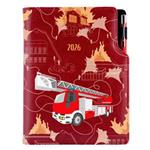 Kalendarz książkowy DESIGN tygodniowy z notesem A5 2026 - bordo - Straż