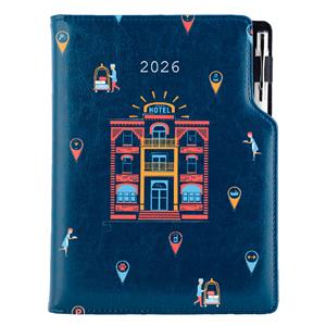 Kalendarz książkowy DESIGN tygodniowy z notesem A5 2026 - granatowy - Hotel