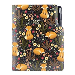 Kalendarz książkowy DESIGN tygodniowy z notesem A5 2027 - czarny - Lis