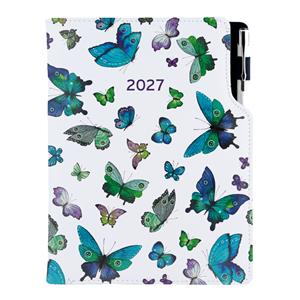 Kalendarz książkowy DESIGN tygodniowy z notesem A5 2027 - Niebieskie motyle