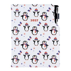 Kalendarz książkowy DESIGN tygodniowy z notesem A5 2027 - Pingwin