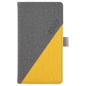 Kalendarz książkowy DIEGO tygodniowy kieszonkowy 2027 czeski - szary/żółty