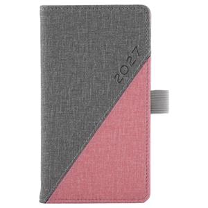 Kalendarz książkowy DIEGO tygodniowy kieszonkowy 2027 polski - szary/różowy