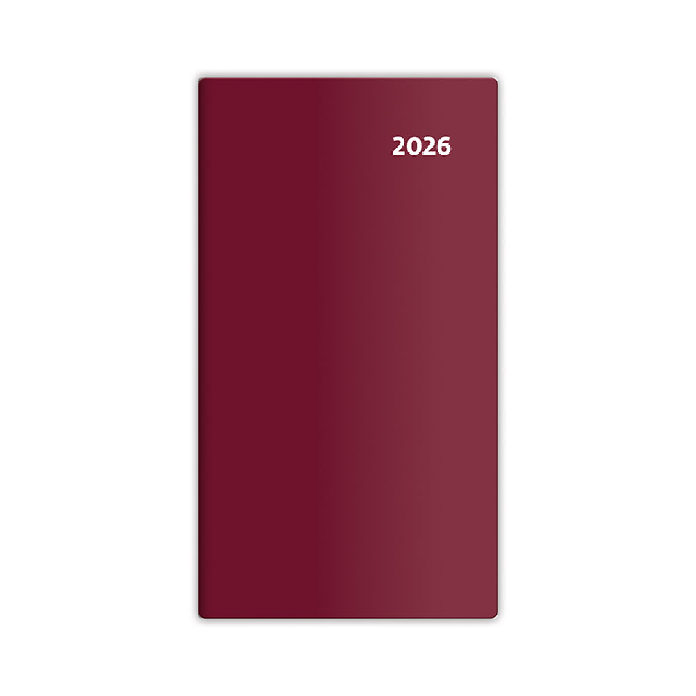 Kalendarz książkowy dwutygodniowy 2026 kieszonkowy - Torino - bordowy