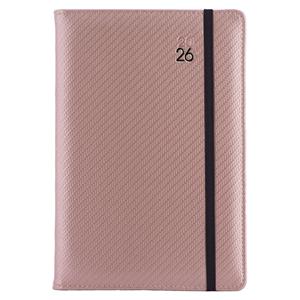 Kalendarz książkowy ELASTIC dzienny A5 2026 słowacki?? - pudrowy/czarna gumka