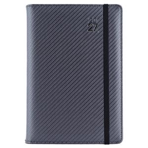 Kalendarz książkowy ELASTIC dzienny A5 2027 czeski - grafit/czarna gumka