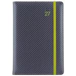 Kalendarz książkowy ELASTIC dzienny A5 2027 czeski - grafit/zielona gumka