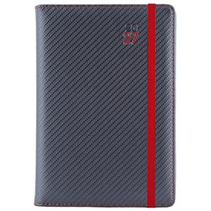 Kalendarz książkowy ELASTIC dzienny A5 2027 polski - grafit/czerwona gumka
