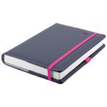 Kalendarz książkowy ELASTIC dzienny B6 2027 polski - grafit/magenta gumka