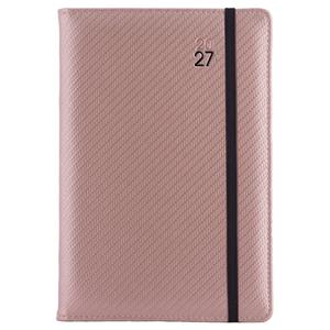 Kalendarz książkowy ELASTIC dzienny B6 2027 polski - pudrowy/czarna gumka