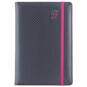 Kalendarz książkowy ELASTIC tygodniowy B6 2027 CZ/SK - grafit/magenta gumka