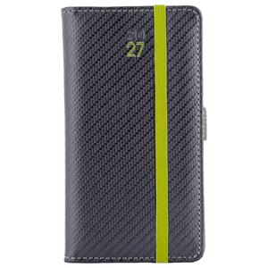 Kalendarz książkowy ELASTIC tygodniowy kieszonkowy 2027 czeski - grafit/zielona gumka