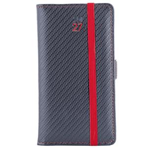 Kalendarz książkowy ELASTIC tygodniowy kieszonkowy 2027 polski - grafit/czerwona gumka