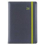 Kalendarz książkowy ELASTIC tygodniowy z notesem A5 2024 CZ/SK - grafit/zielona gumka
