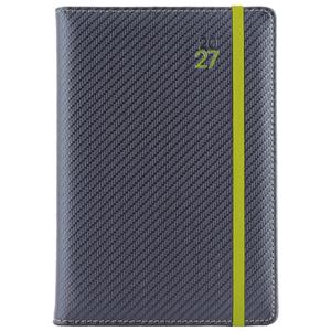 Kalendarz książkowy ELASTIC tygodniowy z notesem A5 2027 CZ/SK - grafit/zielona gumka