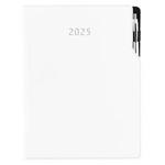 Kalendarz książkowy GEP z długopisem dzienny A4 2025 CZ/SK - biały (białe szwy)