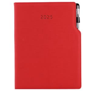 Kalendarz książkowy GEP z długopisem dzienny A4 2025 polski - czerwony
