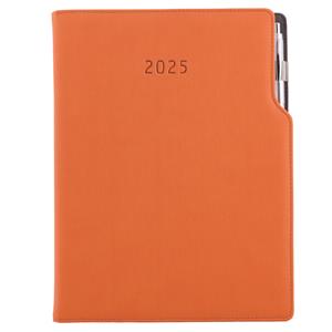 Kalendarz książkowy GEP z długopisem dzienny A4 2025 polski - pomarańczowy