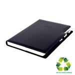 Kalendarz książkowy GEP z długopisem dzienny A4 2027 CZ/SK - czarny (czarne wnętrze) - skóra ekologiczna z recyklingu