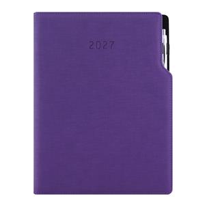 Kalendarz książkowy GEP z długopisem dzienny A4 2027 CZ/SK - fioletowy