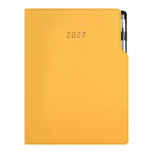 Kalendarz książkowy GEP z długopisem dzienny A4 2027 CZ/SK - musztardowy